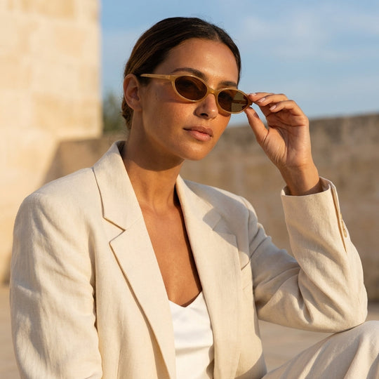 Monaco sunglasses by Iris Frames, Sunrise colorway bold acetate eyewear